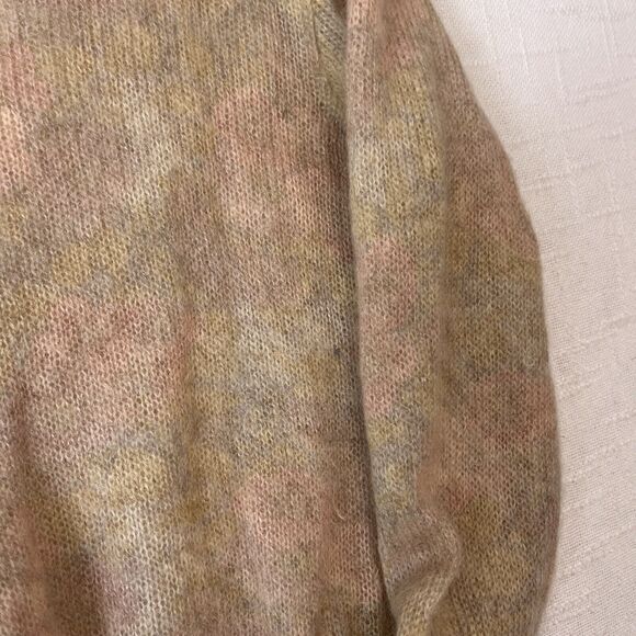 Italy Knit Cardigan Sweater Womens L Vtg Tie Dye Fuzzy Shag Mohair Grunge Cobain - Picture 8 of 8